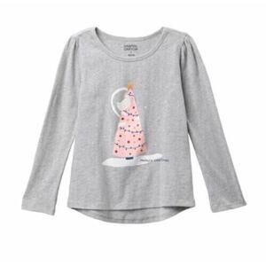 Harper Canyon‎ Girls Grey Christmas Cat Long Sleeve Graphic Tee Size 2